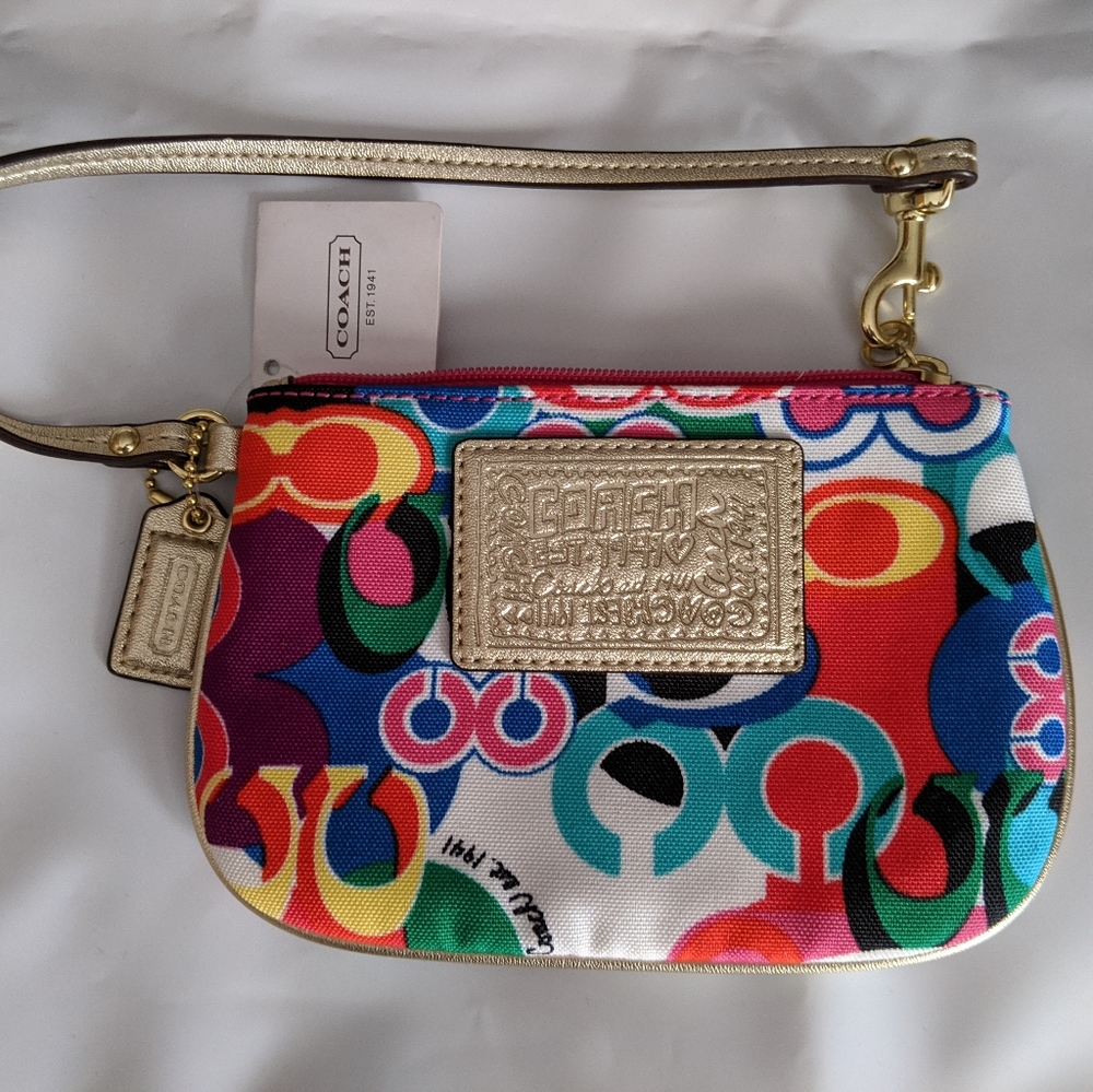 NWT COACH Wristlet Wallet Clutch Multicolored
